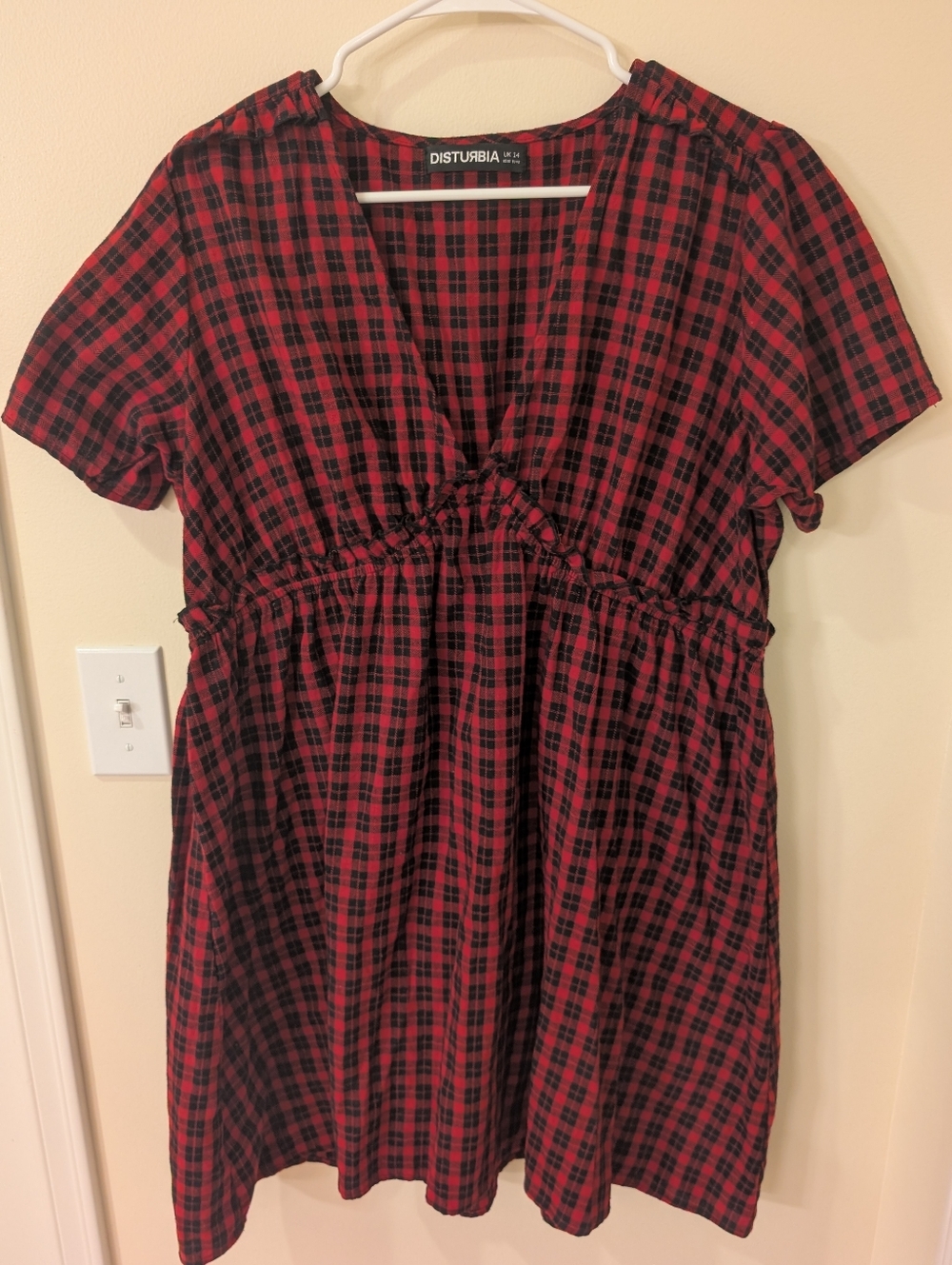 Disturbia | Red Check Babydoll Dress